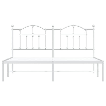 Metal Bed Frame without Mattress with Headboard White 180x200cm