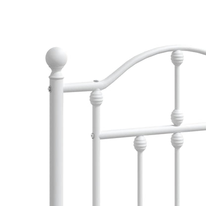 Metal Bed Frame without Mattress with Headboard White 180x200cm