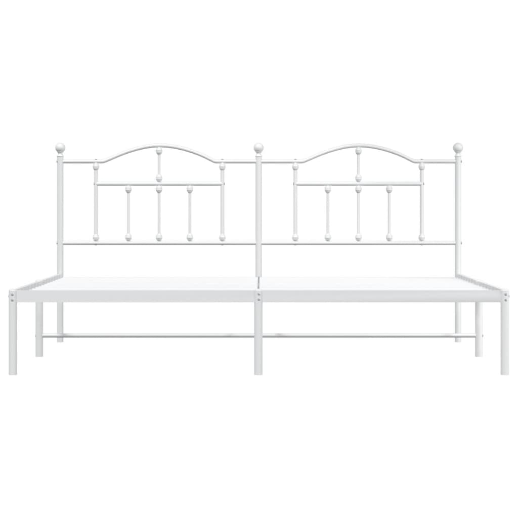 Metal Bed Frame without Mattress with Headboard White 200x200cm