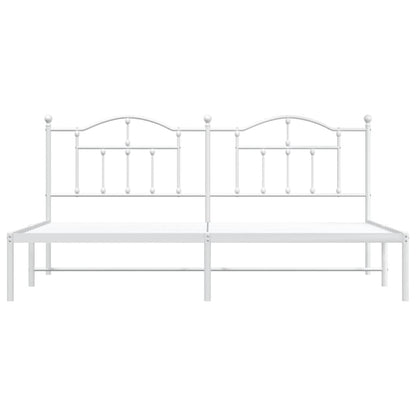 Metal Bed Frame without Mattress with Headboard White 200x200cm