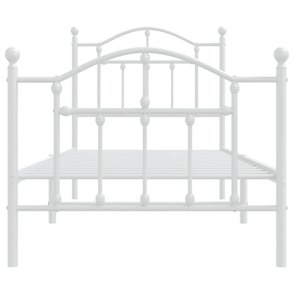 Metal Bed Frame without Mattress with Footboard White 80x200cm