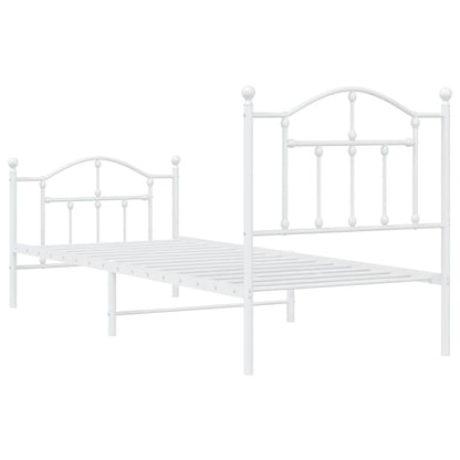 Metal Bed Frame without Mattress with Footboard White 80x200cm