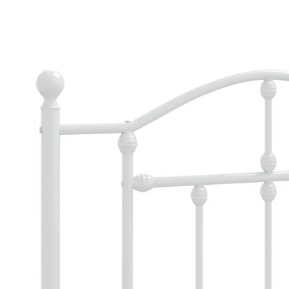 Metal Bed Frame without Mattress with Footboard White 90x190cm