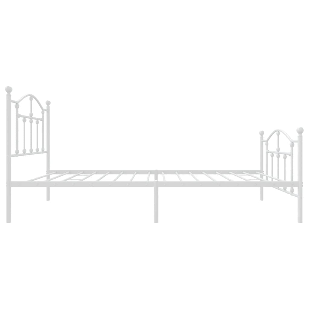 Metal Bed Frame without Mattress with Footboard White 90x200cm