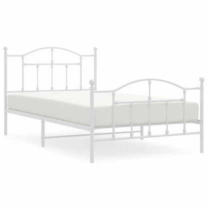 Metal Bed Frame without Mattress with Footboard White 100x200cm