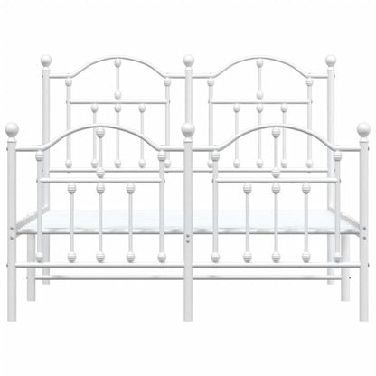 Metal Bed Frame without Mattress with Footboard White 120x200cm