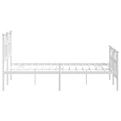 Metal Bed Frame without Mattress with Footboard White 120x200cm