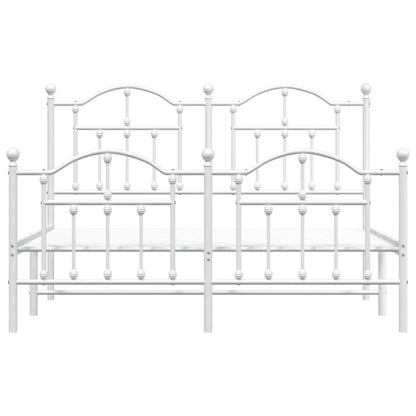 Metal Bed Frame without Mattress with Footboard White 135x190cm