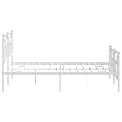 Metal Bed Frame without Mattress with Footboard White 135x190cm