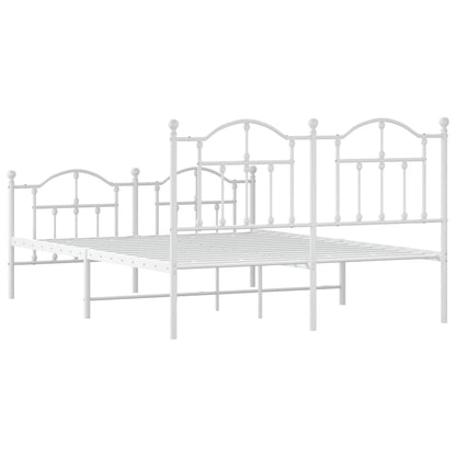 Metal Bed Frame without Mattress with Footboard White 140x200cm