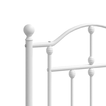Metal Bed Frame without Mattress with Footboard White 140x200cm