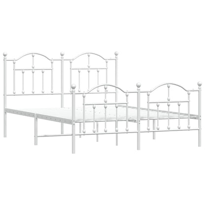 Metal Bed Frame without Mattress with Footboard White 150x200cm