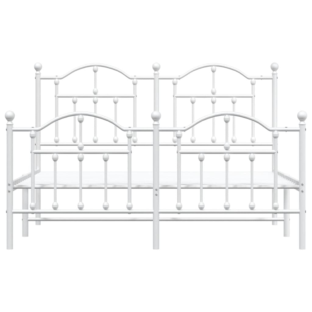 Metal Bed Frame without Mattress with Footboard White 150x200cm