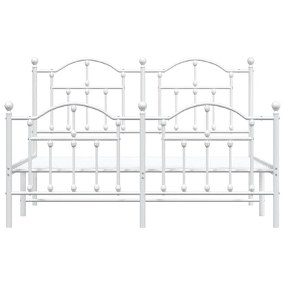 Metal Bed Frame without Mattress with Footboard White 150x200cm