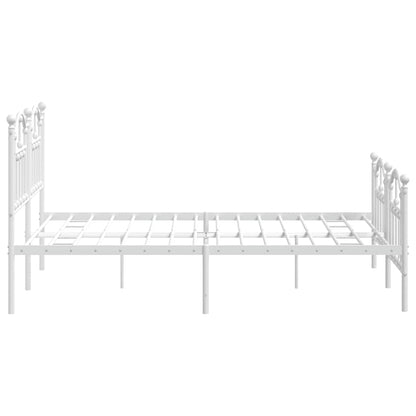 Metal Bed Frame without Mattress with Footboard White 150x200cm