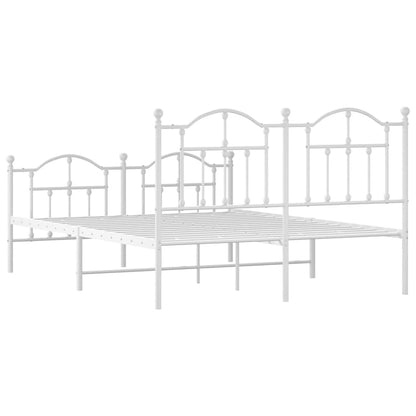 Metal Bed Frame without Mattress with Footboard White 150x200cm