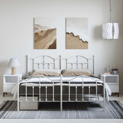 Metal Bed Frame without Mattress with Footboard White 183x213cm