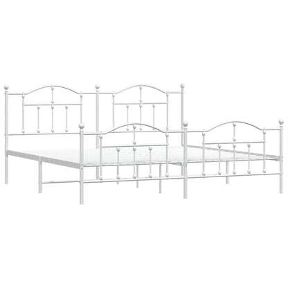 Metal Bed Frame without Mattress with Footboard White 200x200cm