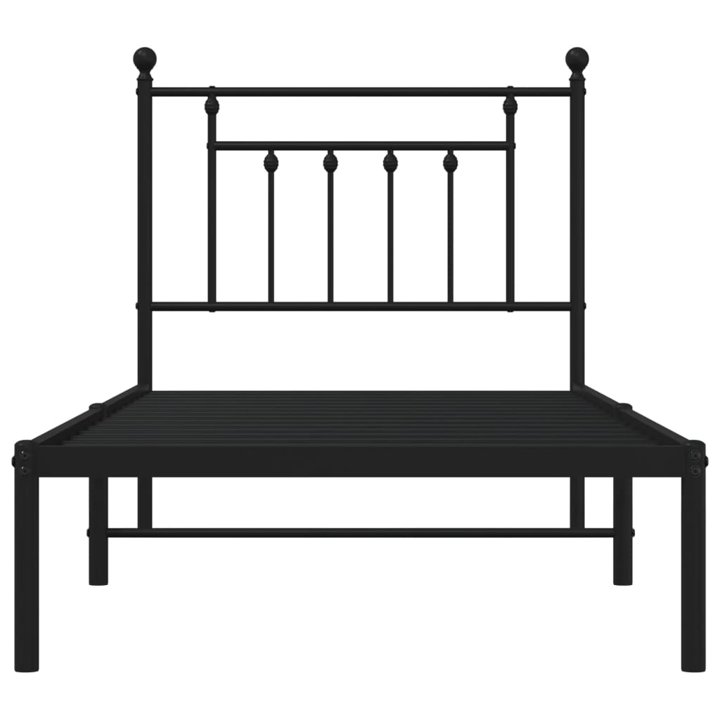 Metal Bed Frame without Mattress with Headboard Black 80x200cm