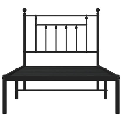 Metal Bed Frame without Mattress with Headboard Black 80x200cm