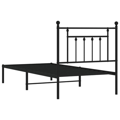Metal Bed Frame without Mattress with Headboard Black 80x200cm