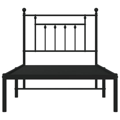 Metal Bed Frame without Mattress with Headboard Black 90x190cm