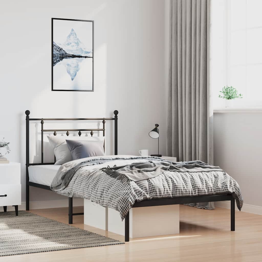 Bed Frame | Black | Powder-Coated Steel | Single | Bed Frame