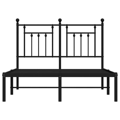 Metal Bed Frame without Mattress with Headboard Black 135x190cm