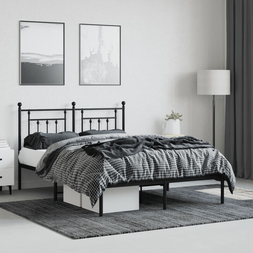 Bed Frame | Black | Steel | 140x190 cm | Bed Frame | Rectangular