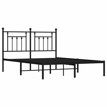 Metal Bed Frame without Mattress with Headboard Black 150x200cm