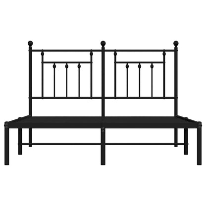 Metal Bed Frame without Mattress with Headboard Black 150x200cm
