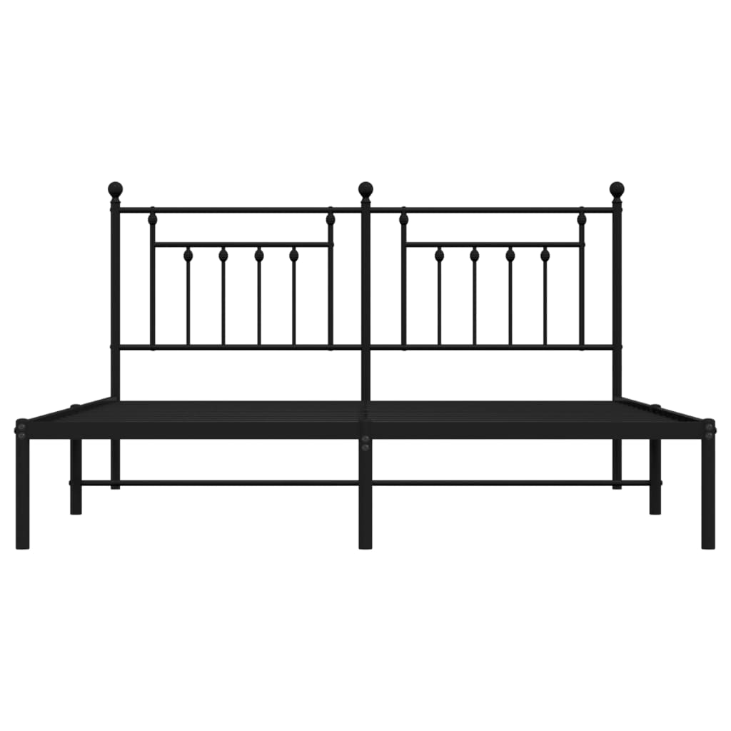 Metal Bed Frame without Mattress with Headboard Black 160x200cm