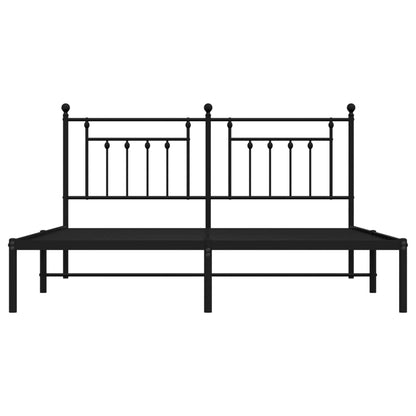 Metal Bed Frame without Mattress with Headboard Black 160x200cm