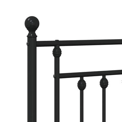 Metal Bed Frame without Mattress with Headboard Black 160x200cm