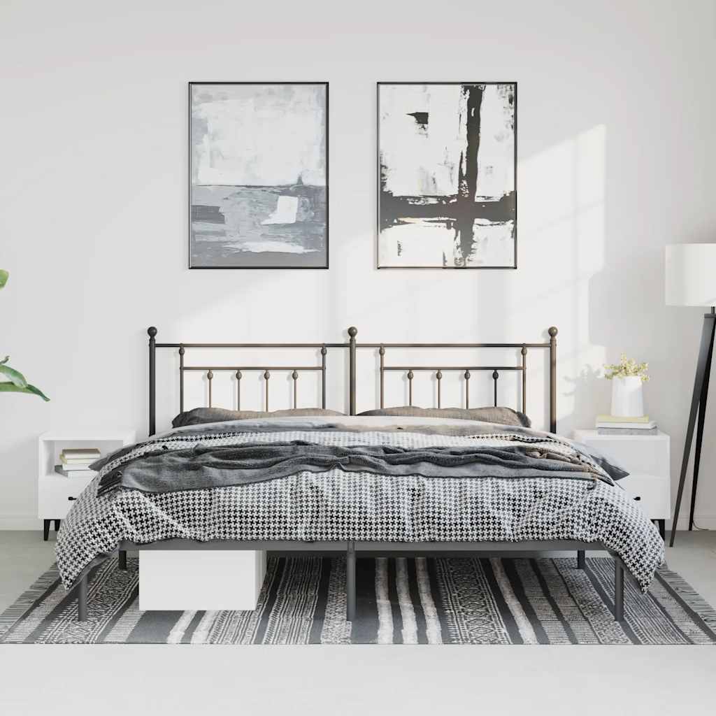 Bed Frame | Black | Powder-Coated Steel | Double | Bed Frame