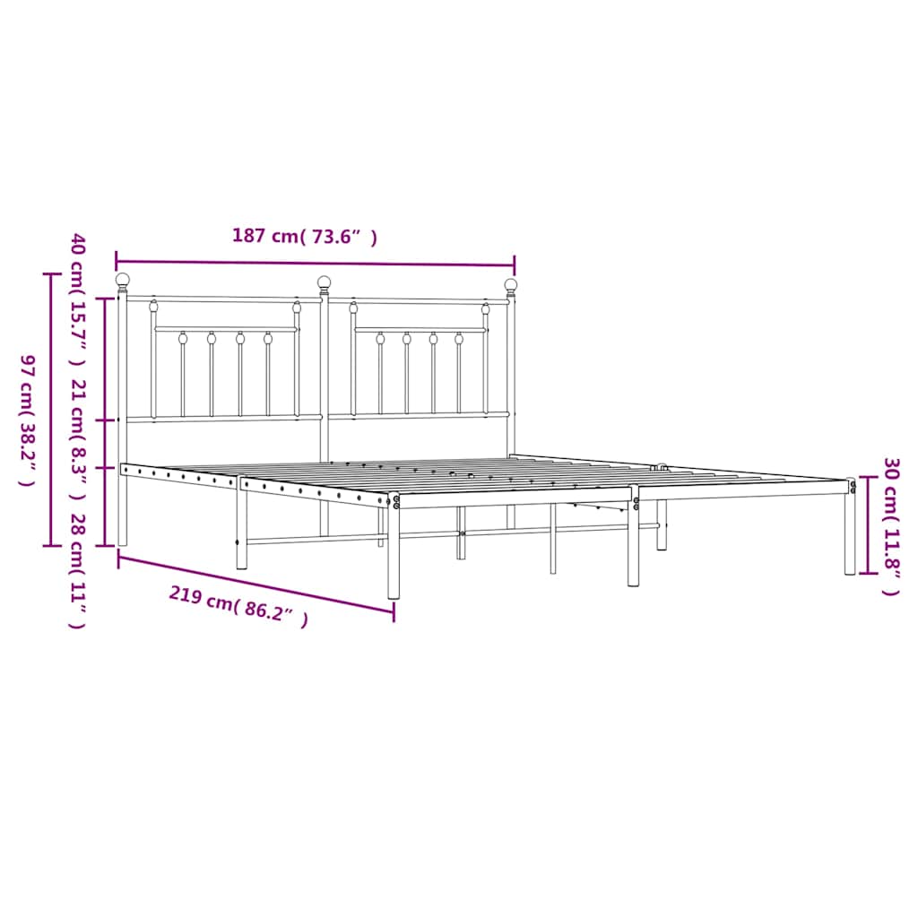 Bed Frame | Black | Powder-Coated Steel | Double | Bed Frame
