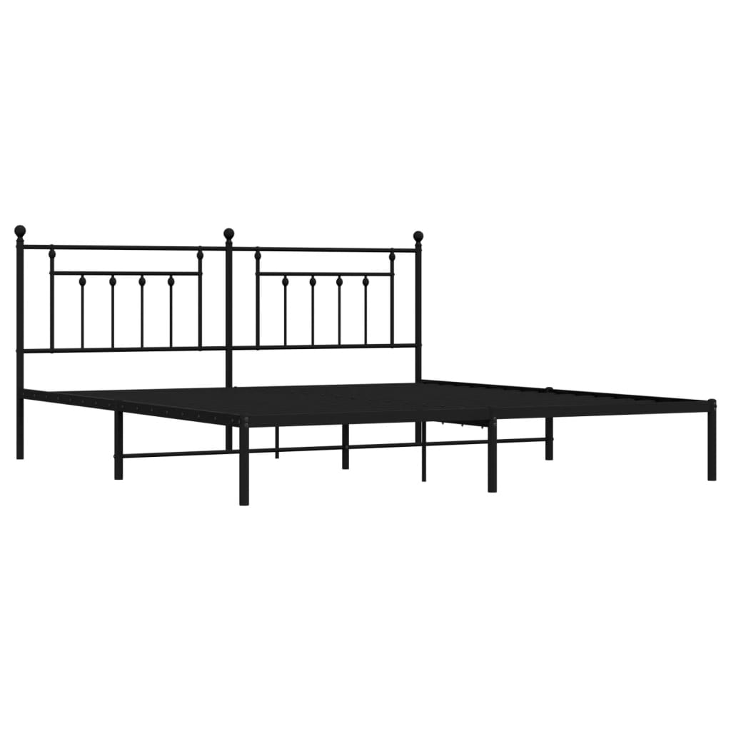 Bed Frame | Black | Powder-Coated Steel | 200x200 cm | Bed Frame