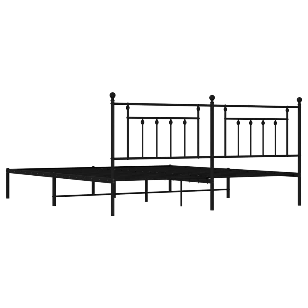 Bed Frame | Black | Powder-Coated Steel | 200x200 cm | Bed Frame