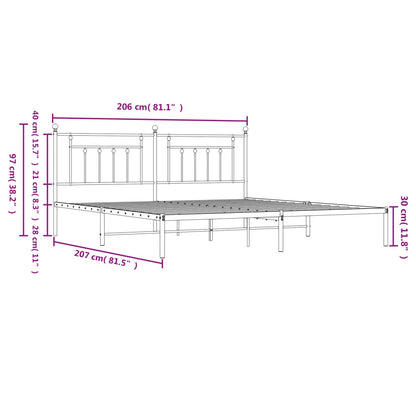 Bed Frame | Black | Powder-Coated Steel | 200x200 cm | Bed Frame