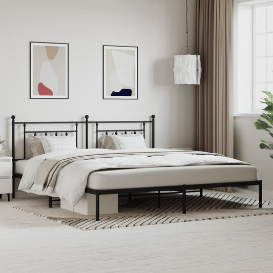 Bed Frame | Black | Powder-Coated Steel | 200x200 cm | Bed Frame