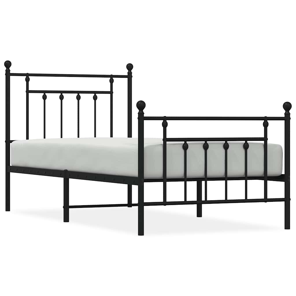 Bed Frame | Black | Powder-Coated Steel | Single | Metal Bed Frame