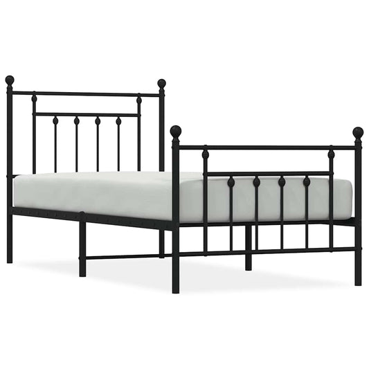 Bed Frame | Black | Powder-Coated Steel | Single | Metal Bed Frame
