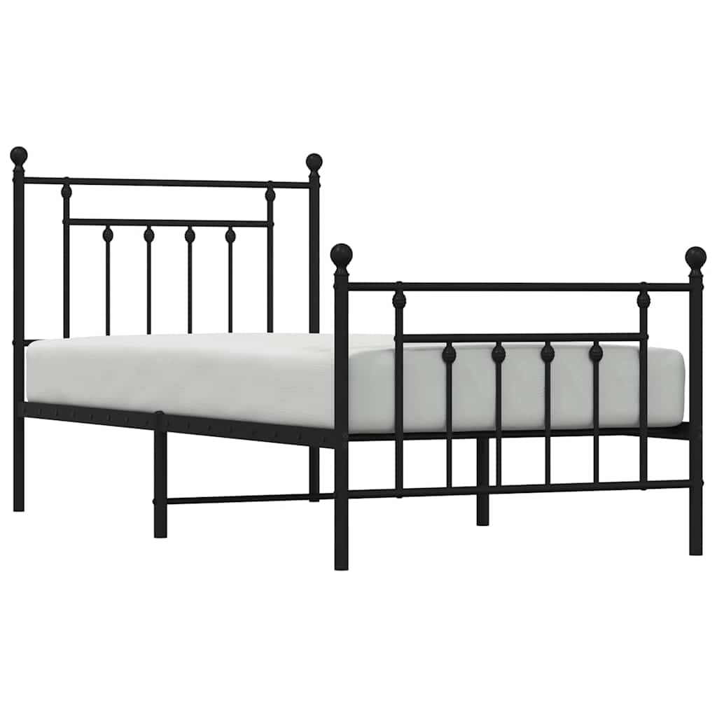 Bed Frame | Black | Powder-Coated Steel | Single | Metal Bed Frame
