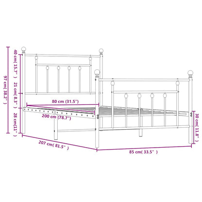 Bed Frame | Black | Powder-Coated Steel | Single | Metal Bed Frame
