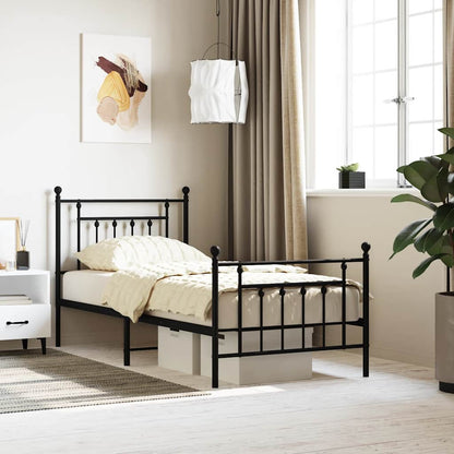 Bed Frame | Black | Powder-Coated Steel | Single | Metal Bed Frame