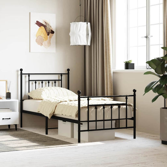 Bed Frame | Black | Powder-Coated Steel | Single | Metal Bed Frame