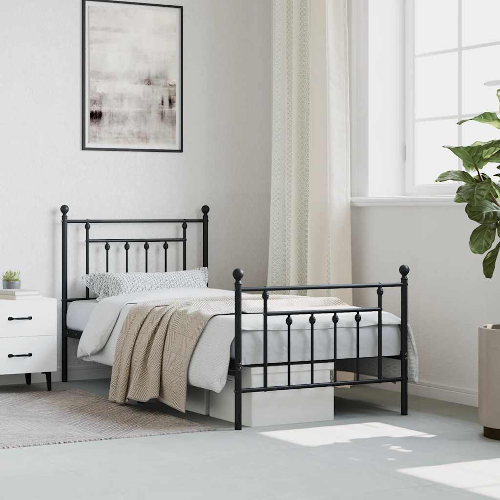 Bed Frame | Black | Steel | Single | Bed Frame | Rectangular | Industrial