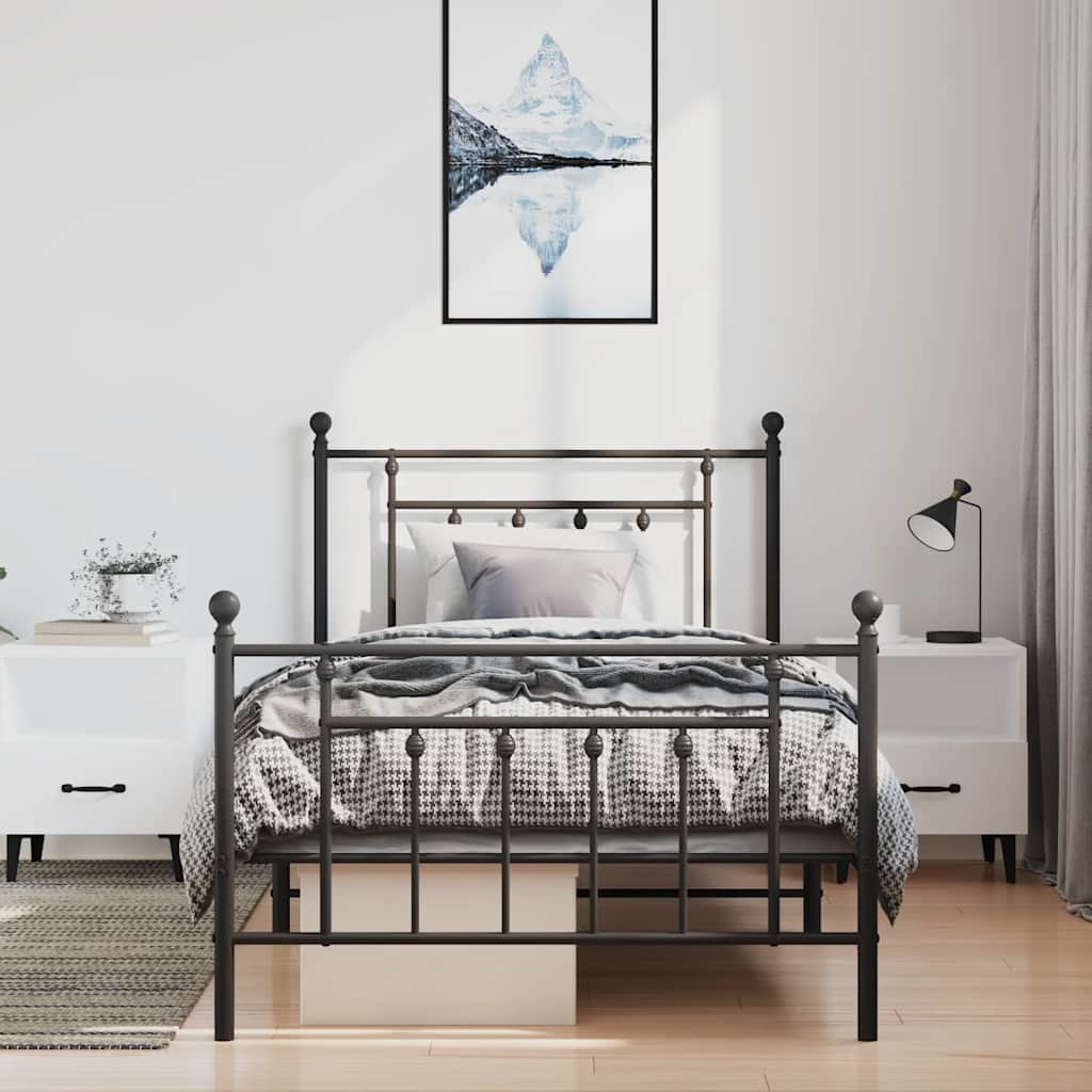 Bed Frame | Black | Steel | Single | Industrial | Bed Frame | Rectangular