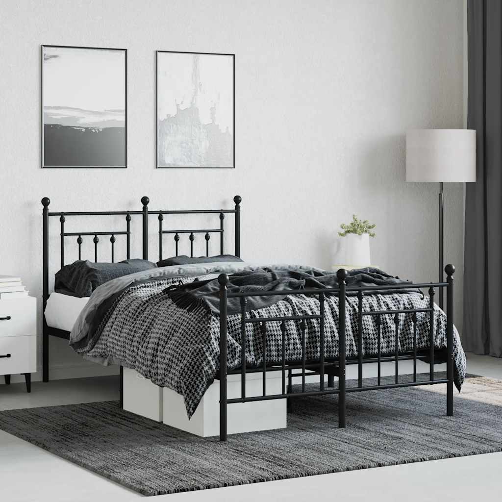 Bed Frame | Black | Powder-Coated Steel | Small Double | Metal Bed Frame