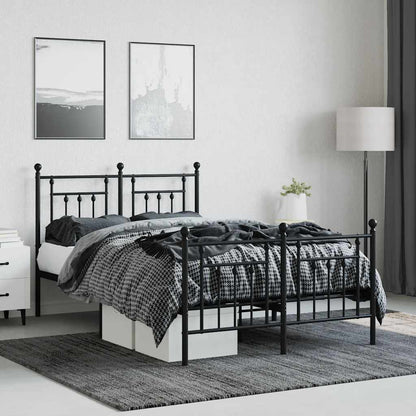 Bed Frame | Black | Powder-Coated Steel | Small Double | Metal Bed Frame